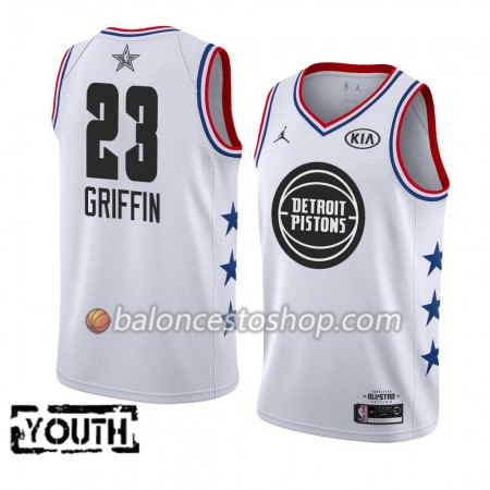 Camiseta Niños NBA Detroit Pistons Blake Griffin 23 2019 All-Star Jordan Brand Blanco Swingman